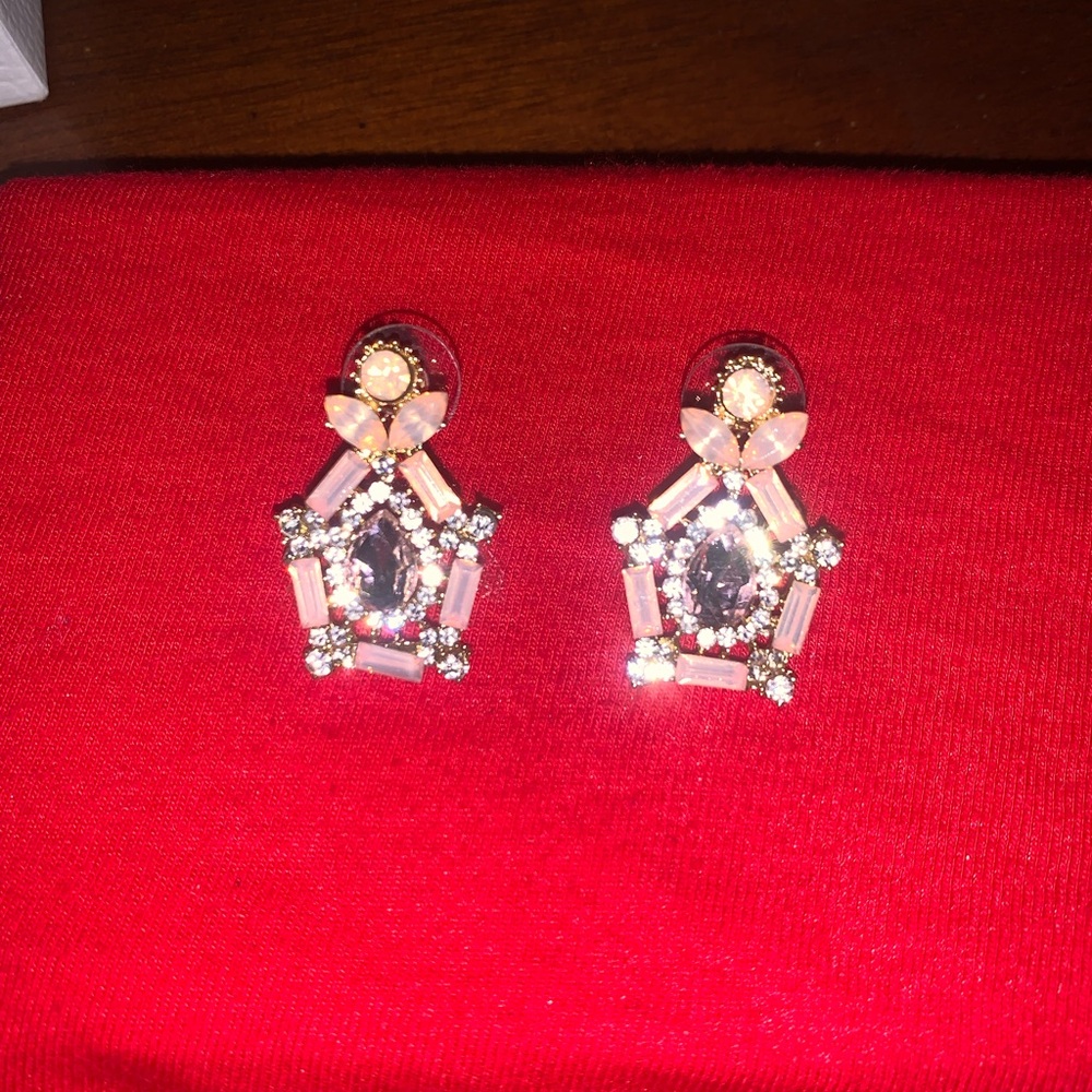 Elegant Gold and Pink Crystal Earrings